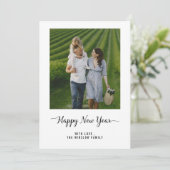 Modern Happy New Year Photo Collage Card | Elegant Feestdagenkaart (Staand voorkant)