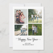 Modern Happy New Year Photo Collage Card | Elegant Feestdagenkaart (Voorkant)