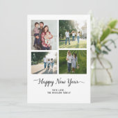 Modern Happy New Year Photo Collage Card | Elegant Feestdagenkaart (Staand voorkant)