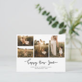Modern Happy New Year-script | Multi Photo Feestdagenkaart (Staand voorkant)
