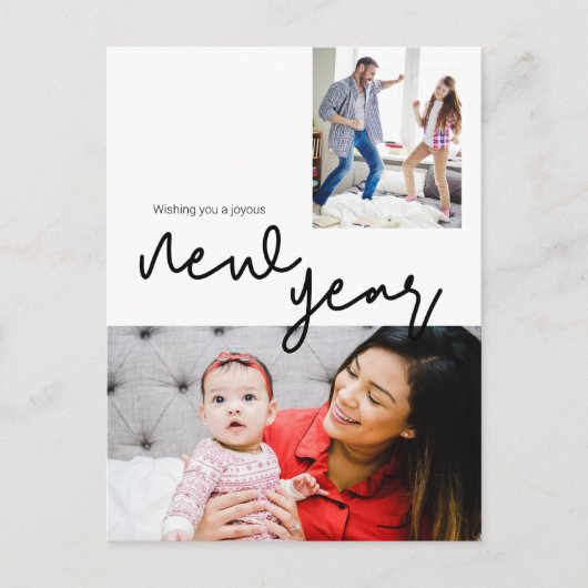 Modern Happy Nieuwjaar aangepaste foto's Briefkaart (Voorkant)