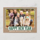 Modern Happy Nieuwjaar Foto Kraft Briefkaart (Voorkant)