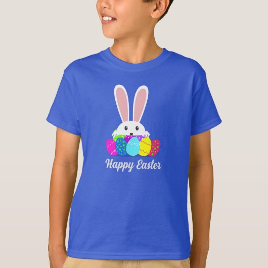 Modern Happy Paaster Bunny Rabbit Eggs T-shirt (Voorkant)