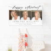 Modern Happy Retirement Elegant Script 3 Foto Spandoek (Insitu)