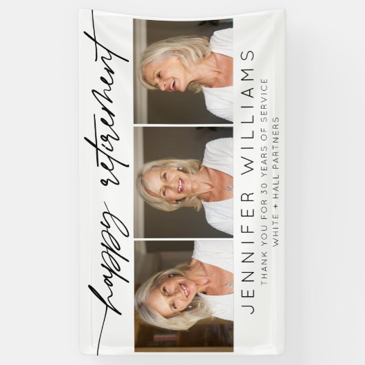 Modern Happy Retirement Elegant Script 3 Foto Spandoek (Verticaal)
