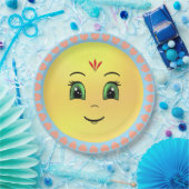Modern Happy Sun Face & Hearts Papieren Bordje (Feest)