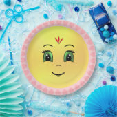 Modern Happy Sun Face & Hearts Papieren Bordje (Feest)