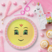 Modern Happy Sun Face & Hearts Papieren Bordje (Feest)