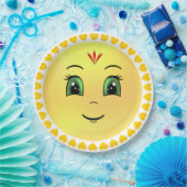 Modern Happy Sun Face Papieren Bordje (Feest)