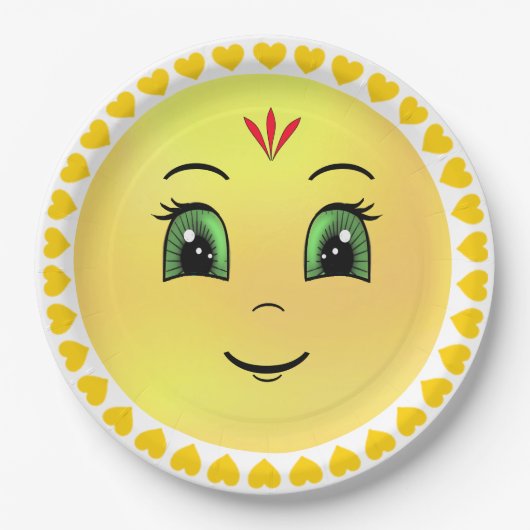 Modern Happy Sun Face Papieren Bordje (Voorkant)