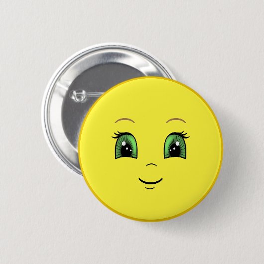 Modern Happy Sun Face Ronde Button 5,7 Cm (Voorkant /achterkant)
