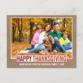 Modern Happy Thanksgiving Family Photo Kraft Briefkaart (Voorkant)