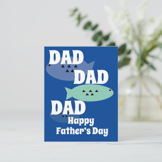 Modern Happy Vader Day Vist blauw (Staand voorkant)