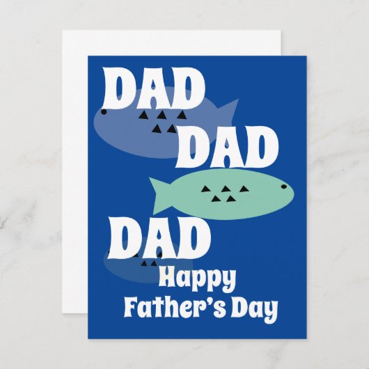 Modern Happy Vader Day Vist blauw (Voorkant / Achterkant)