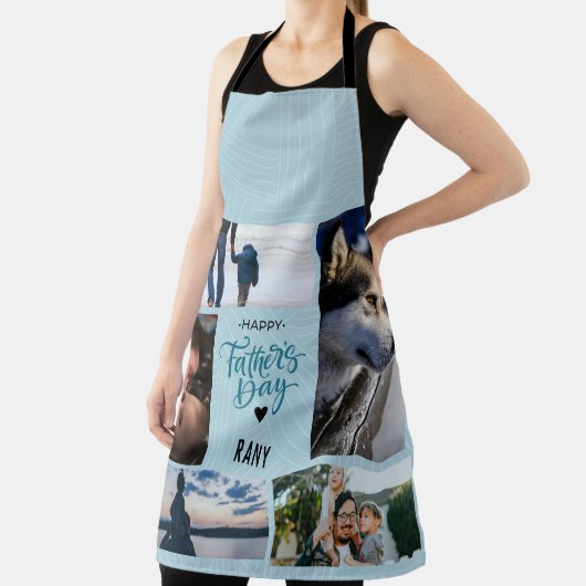 Modern Happy Vaderdag Photo Collage Custom Schort (Insitu)