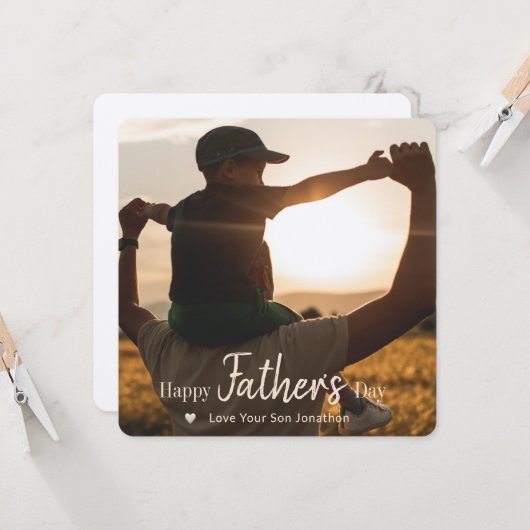 Modern Happy Vaderdag Photo Kaart (Voorkant / Achterkant in situ)