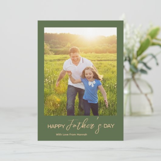 Modern Happy Vaderdag Photo-script Kaart (Staand voorkant)