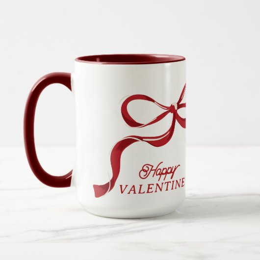 Modern Happy Valentijns Retro Red Bows Gift Mok (Links)