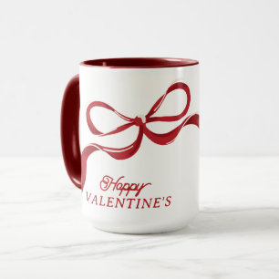 Modern Happy Valentijns Retro Red Bows Gift Mok