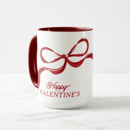 Modern Happy Valentijns Retro Red Bows Gift Mok (Voorkant links)
