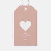 Modern Happy Valentijns's Blush Pink Heart Stripe Cadeaulabel (Voorkant)