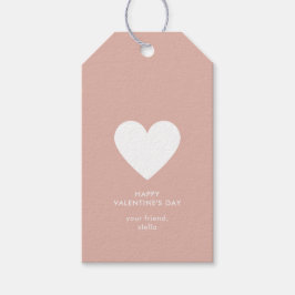 Modern Happy Valentijns's Blush Pink Heart Stripe Cadeaulabel
