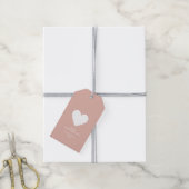 Modern Happy Valentijns's Blush Pink Heart Stripe Cadeaulabel (Met Touw)