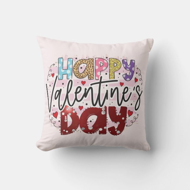 Modern Happy Valentine Day Kussen (Voorkant)