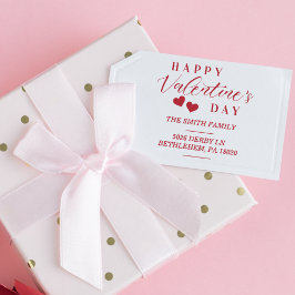 Modern Happy Valentine's Day Hearts Family Address Rubberstempel