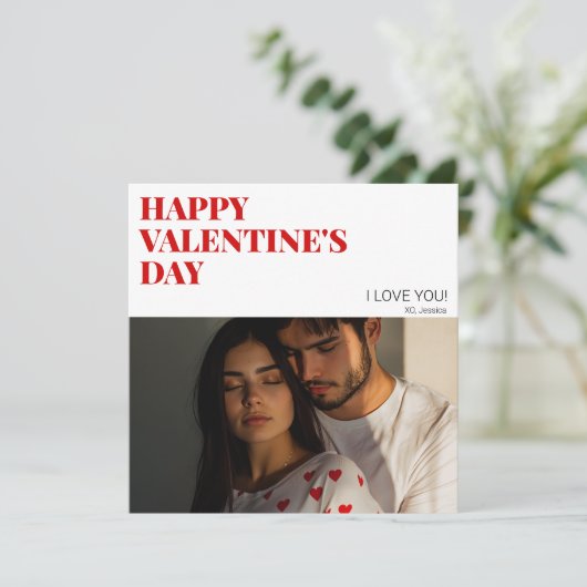 Modern Happy Valentines Day Paar Foto Liefde XOXO Feestdagenkaart (Staand voorkant)