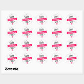 Modern HAPPY VALENTINE'S DAY Roze Wit Hart Ronde Sticker (Vel)