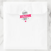 Modern HAPPY VALENTINE'S DAY Roze Wit Hart Ronde Sticker (Tas)