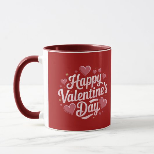 Modern Happy Valentine's Day Script Tekst Harten Mok (Links)