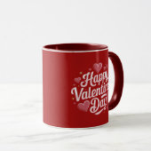 Modern Happy Valentine's Day Script Tekst Harten Mok (Voorkant rechts)