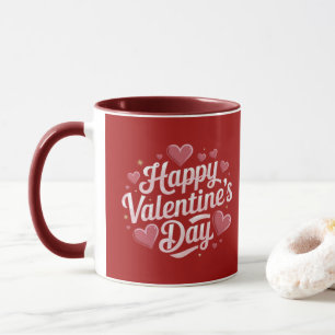 Modern Happy Valentine's Day Script Tekst Harten Mok