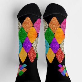 Modern Harlekijn Patroon Glitterend Mardi Gras  Sokken