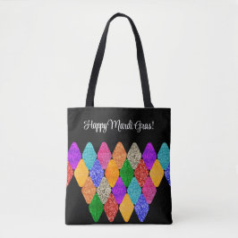 Modern Harlekijn Patroon Glitterend Mardi Gras  Tote Bag