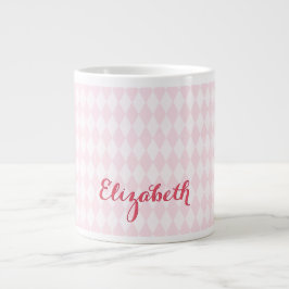 Modern Harlequin Elegant Chic Trendy Pink Groot Grote Koffiekop