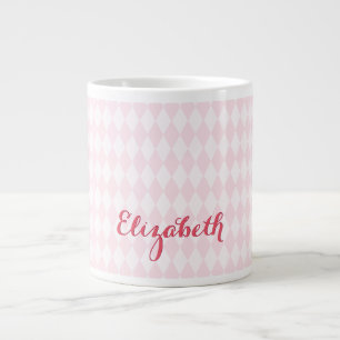 Modern Harlequin Elegant Chic Trendy Pink Groot Grote Koffiekop