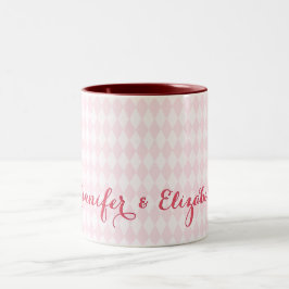 Modern Harlequin Elegant Roze Aangepaste Naam Chic Tweekleurige Koffiemok