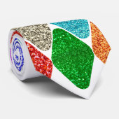 Modern Harlequin Pattern Sparkly Mardi Gras  Stropdas (Opgerold)