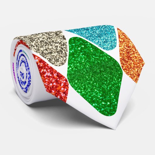 Modern Harlequin Pattern Sparkly Mardi Gras Stropdas (Opgerold)