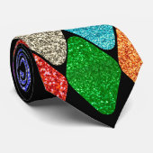 Modern Harlequin Pattern Sparkly Mardi Gras  Stropdas (Opgerold)