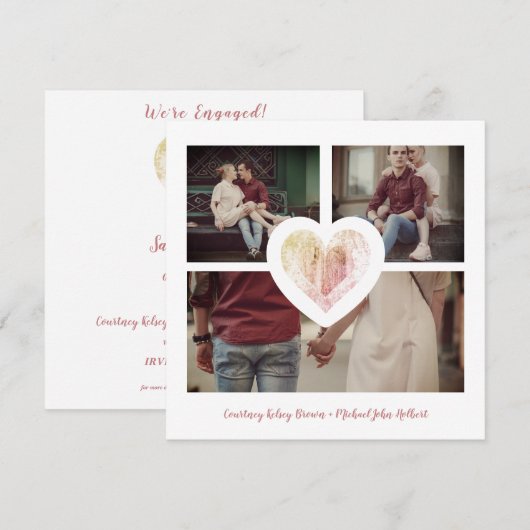 Modern hart 3 Foto's Verloving Pestsessie Save The Date (Voorkant / Achterkant)