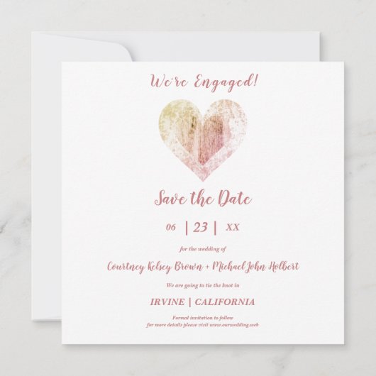 Modern hart 3 Foto's Verloving Pestsessie Save The Date (Achterkant)