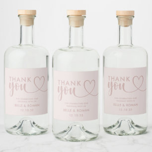 Modern Hart Bedankt Calligraphy Rose Goud Likeurfles Etiket