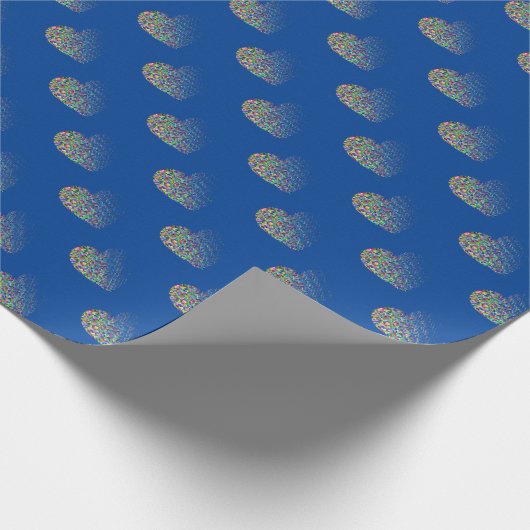 Modern hart blauw patroon inpakpapier (Hoek)