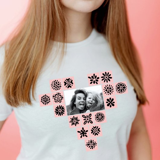 Modern hart Bloemen memorabele foto T-shirt