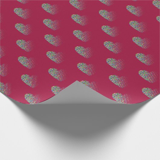 Modern hart bordeauxpatroon inpakpapier (Hoek)