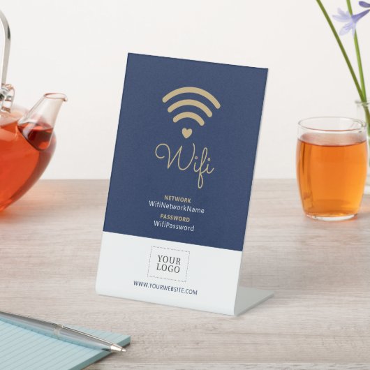 Modern hart Business WiFi-wachtwoord Welkomstteken Reclamebord Met Voetstuk (Insitu)